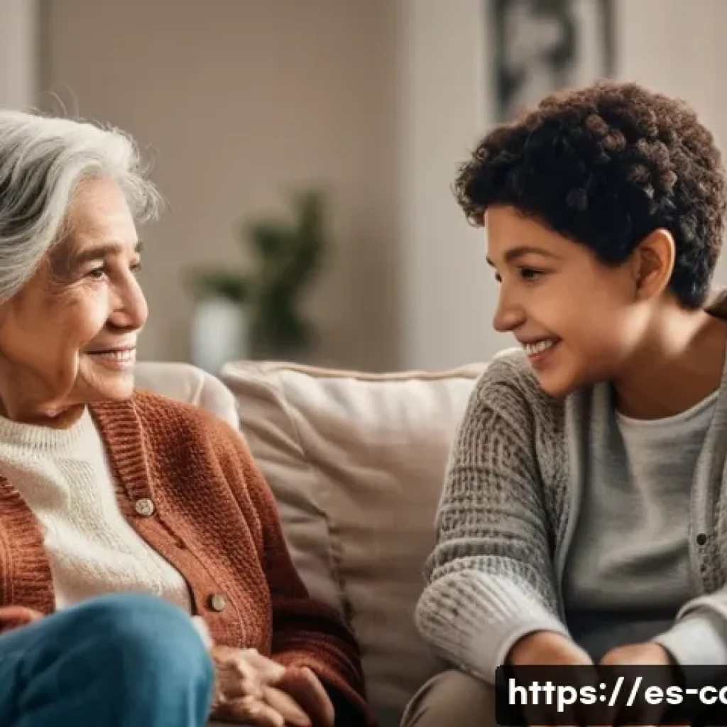 요양병원 장기입원 후기 - **Prompt:** A heartwarming scene depicting an intergenerational family discussion. An elderly Hispan...