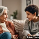 요양병원 장기입원 후기 - **Prompt:** A heartwarming scene depicting an intergenerational family discussion. An elderly Hispan...