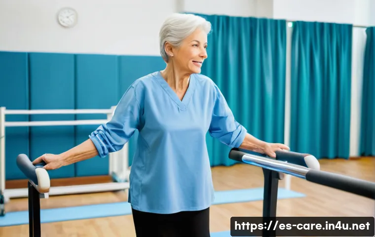 뇌졸중 환자 요양 관리 - **Prompt:** A dignified senior woman, approximately 70 years old, with silver hair, is engaged in a ...